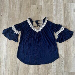 Womens Simply Styled by Sears Blue Lace Blouse - M